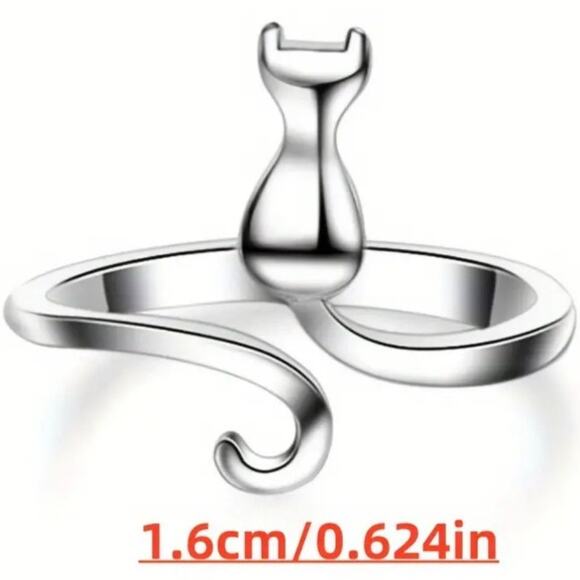 Silver Cat Ring Kitten Kitty Halloween Spooky Witch Christmas Birthday Gift NEW! - Picture 5 of 6